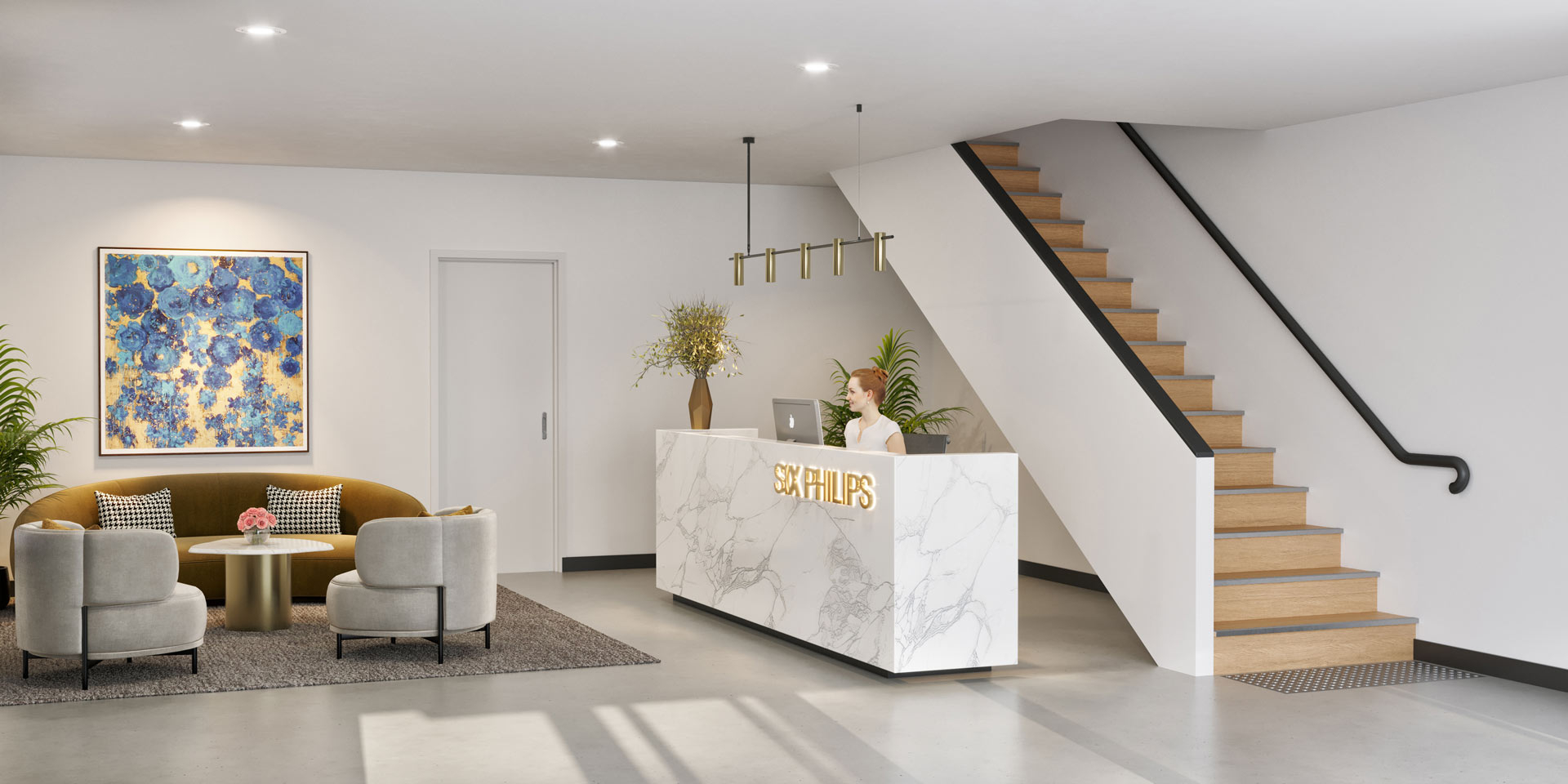 Reception area including waiting room and stairs - Six Philips